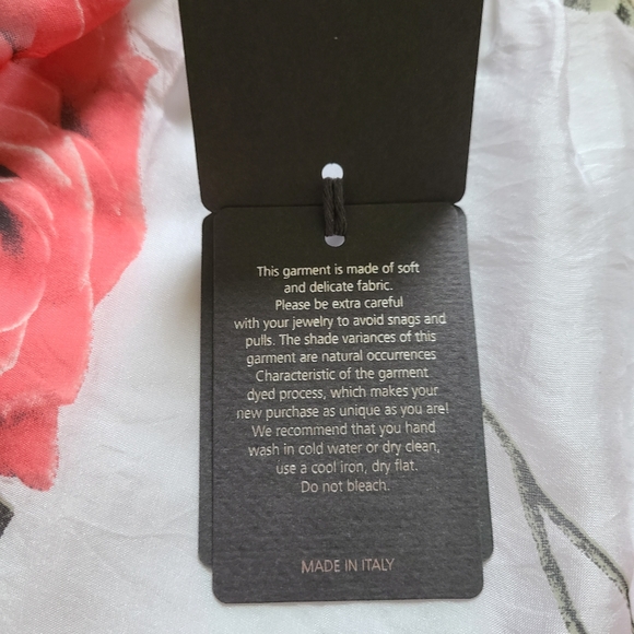 M Made in Italy Women's Silk Floral Roses Sheer Tie Back Sleeveless Blouse - Picture 8 of 14